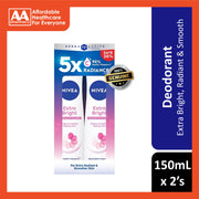 Nivea Extra Bright (Radiant and Smooth) 72H Anti-Perspirant Spray 150mLx2's [Twinpack]