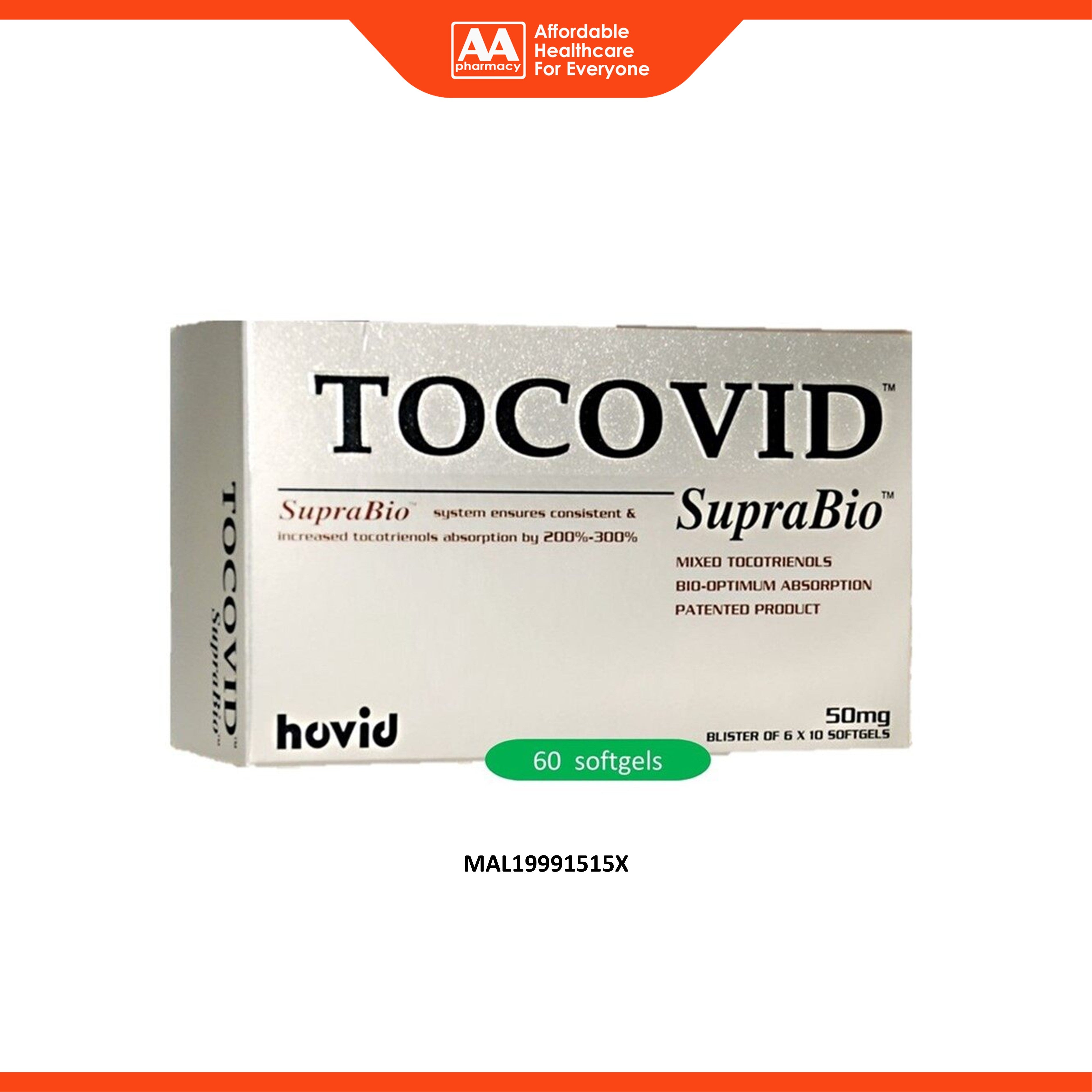 Tocovid SupraBio Mixed Tocotrienols 50mg Softgel 6x10's