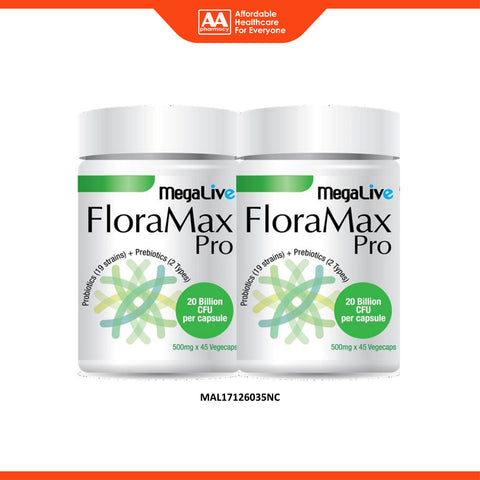 MegaLive FloraMax Pro 20 Billion CFU Vegecapsule 2x45's