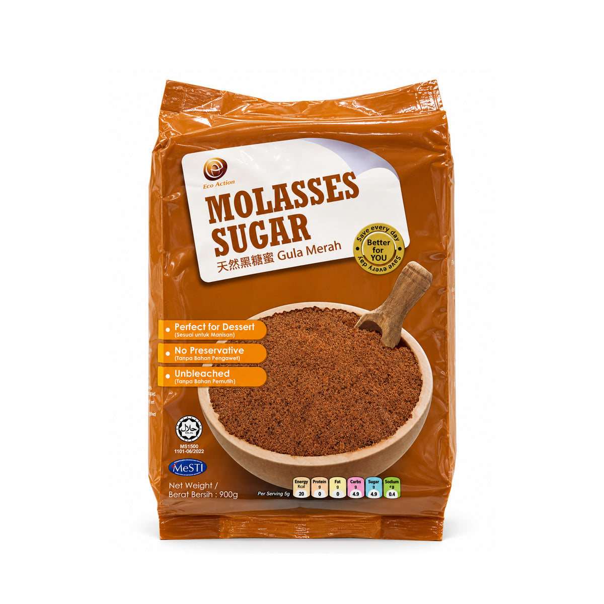Eco Action Natural Unbleached Molasses Sugar (900g)