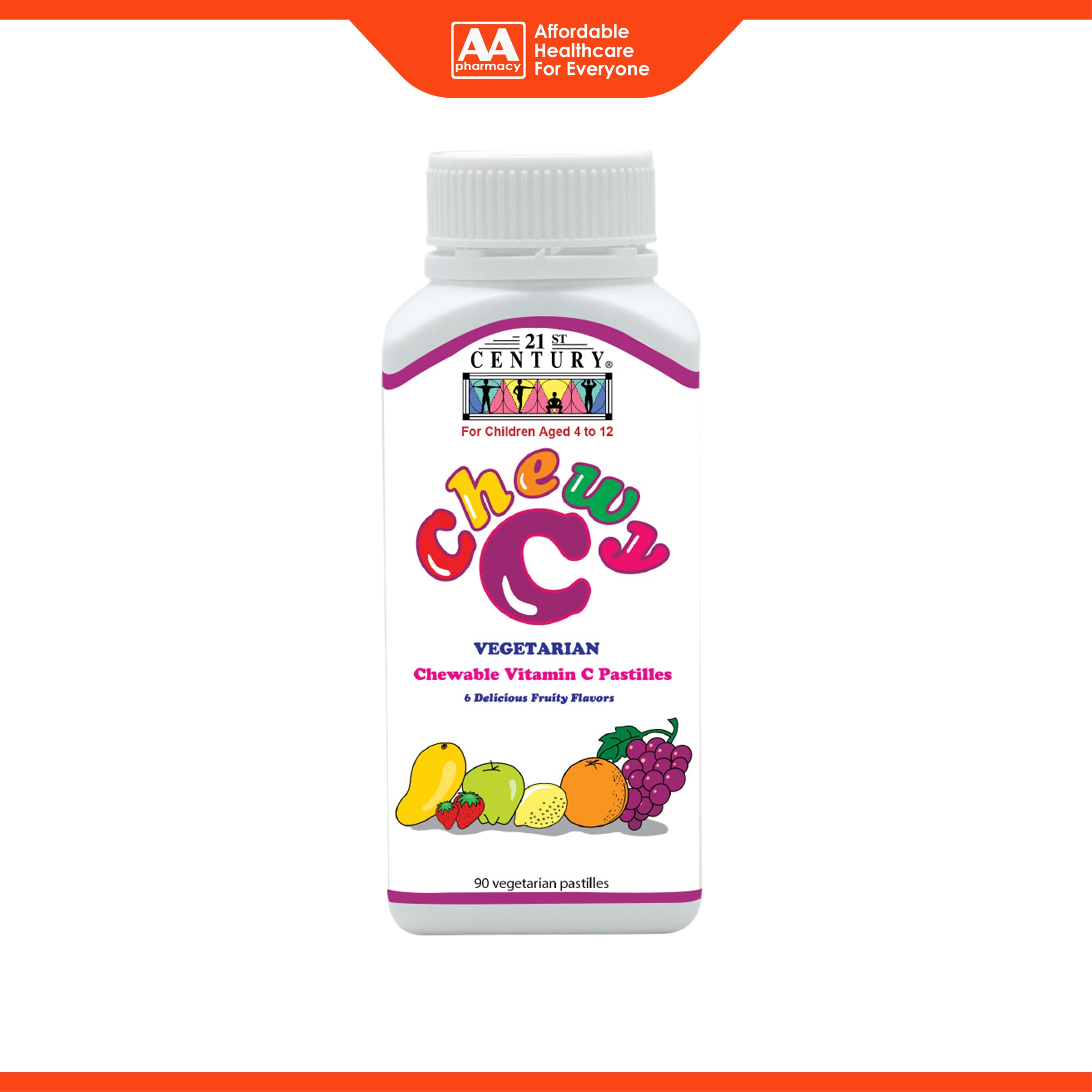 21st Century Chewy C Chewable Vitamin C Vegetarian Pastilles (90's) - Fruity Flavour