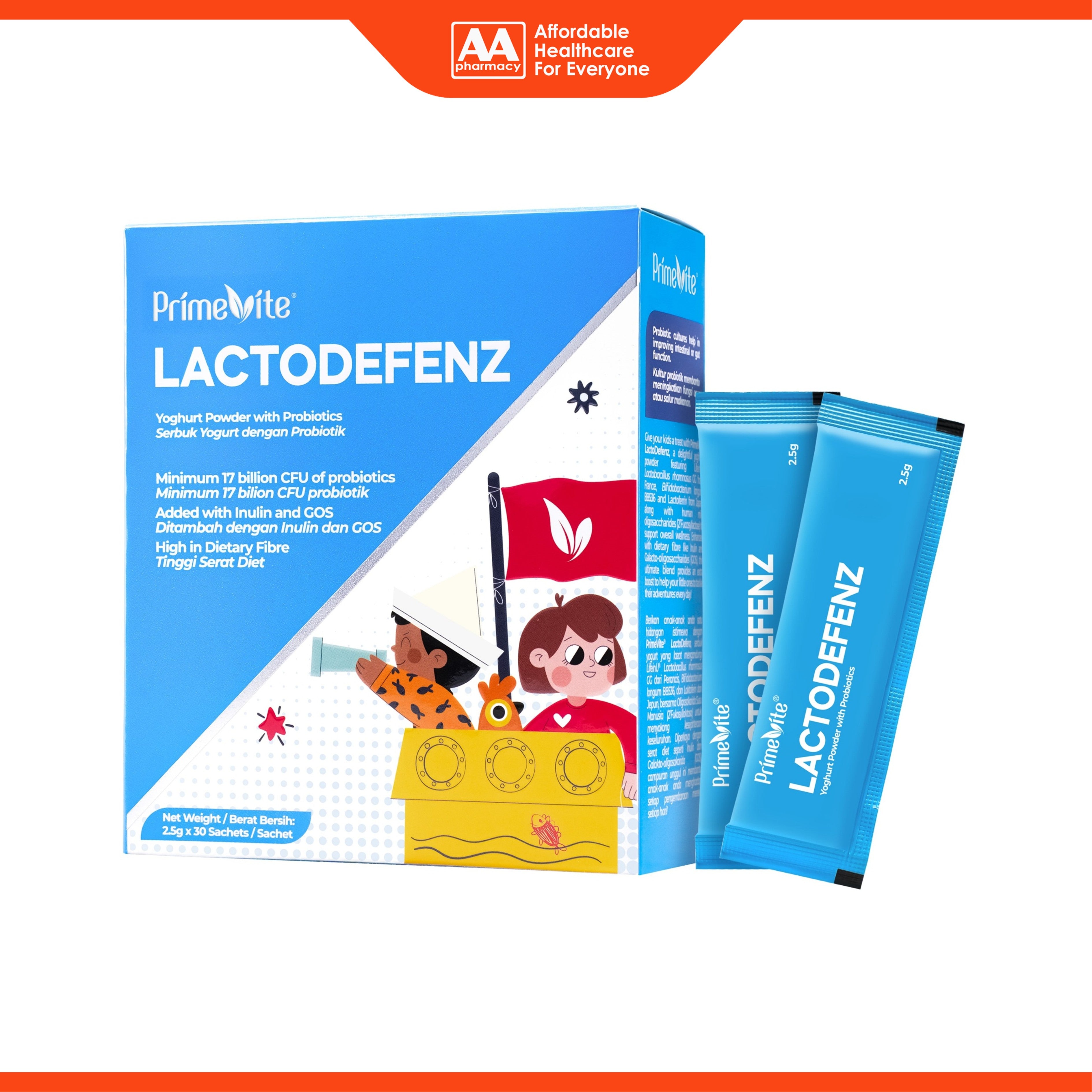 PrimeVite LactoDefenz Yoghurt Powder with Probiotics 2.5gx30's