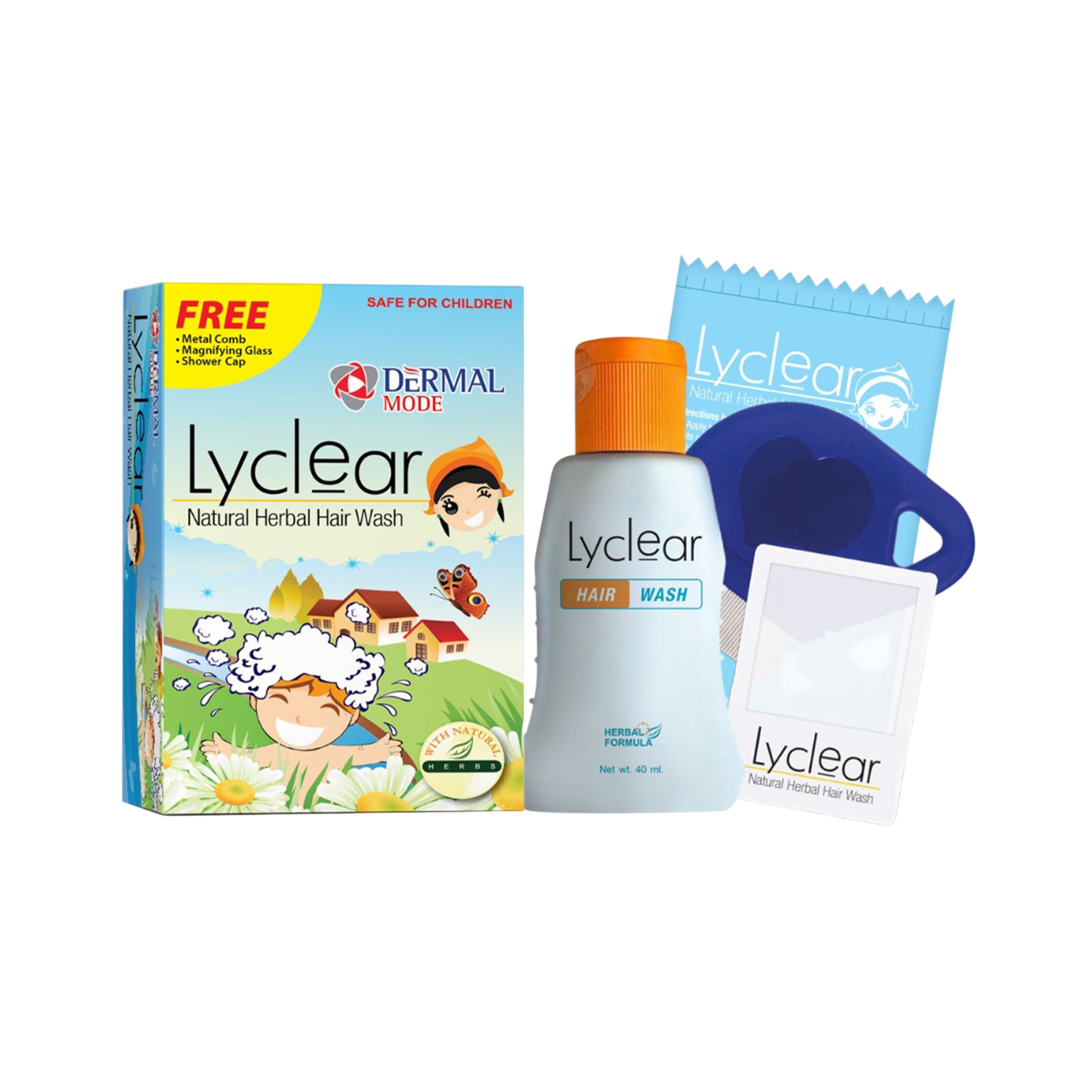Vitamode Lyclear Natural Herbal Hair Wash 40mL (Free Metal Comb, Magnifying Glass, Shower Cap)