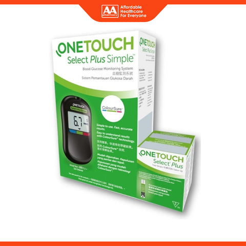 OneTouch Select Plus Simple Kit [3 Years Warranty] + Select Plus Blood Glucose Test Strip 25's