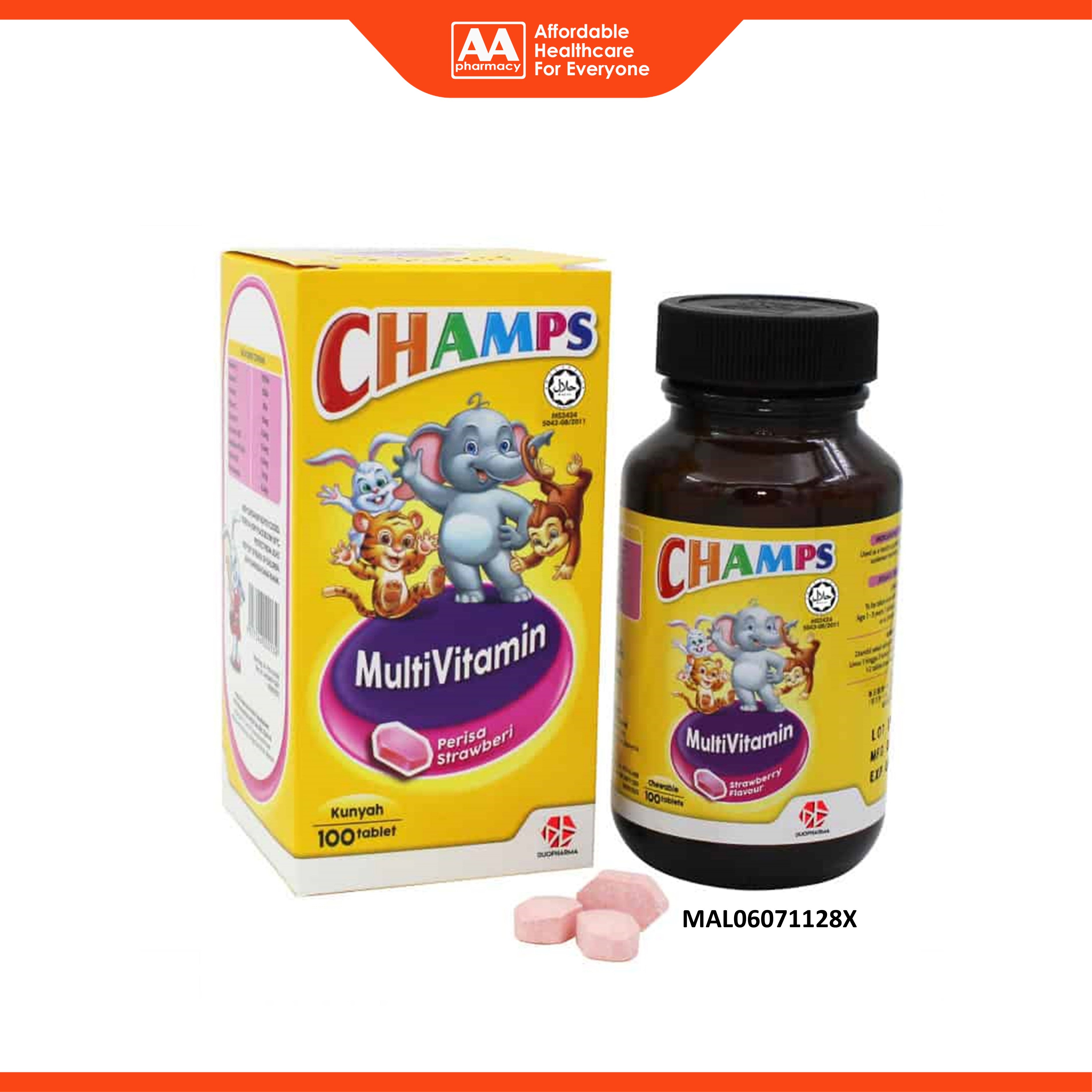Champs Multivitamins Chewable Tablet 100's (Strawberry Flavour)