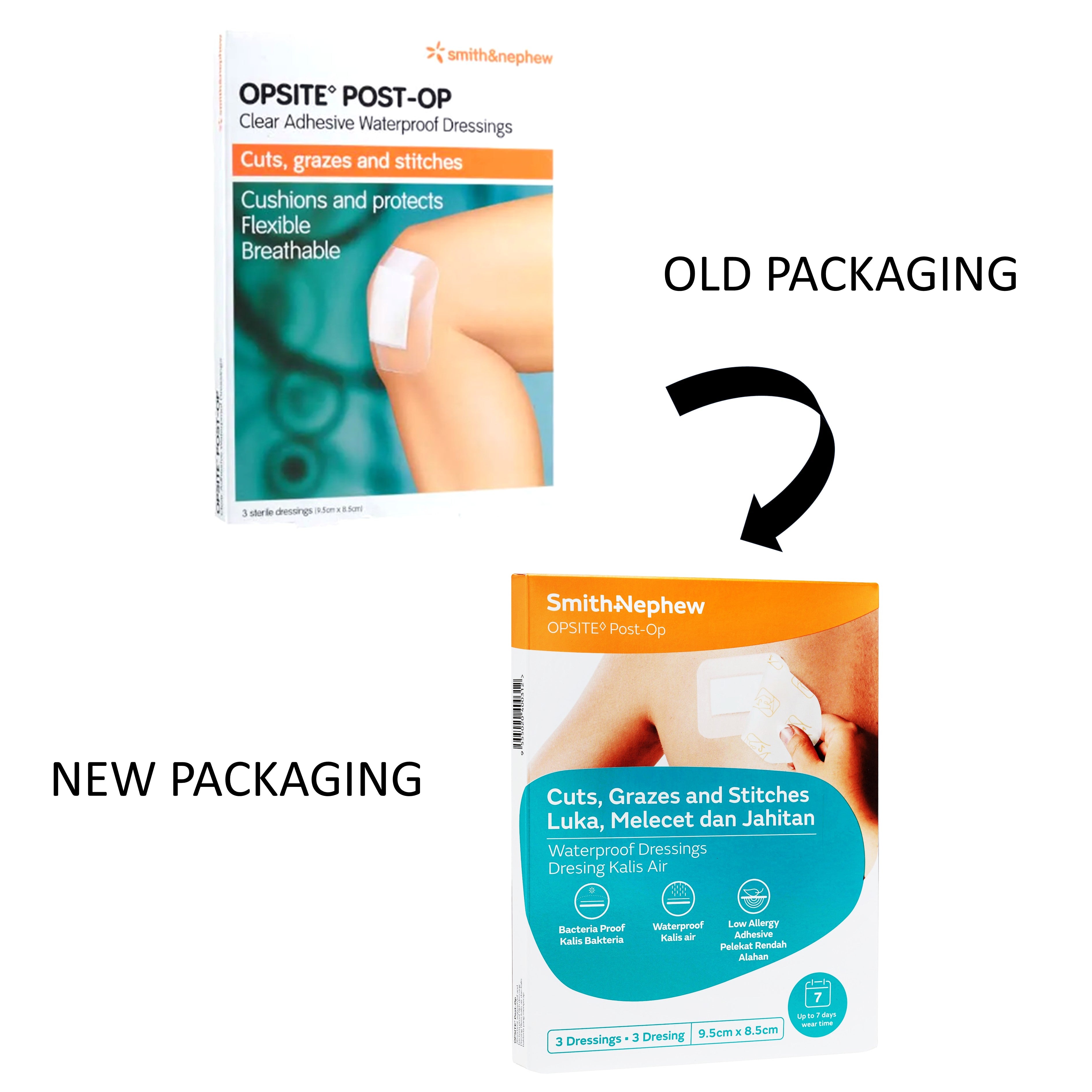 Smith and Nephew Opsite Post-Op Waterproof Dressing 9.5cmx8.5cm 3's