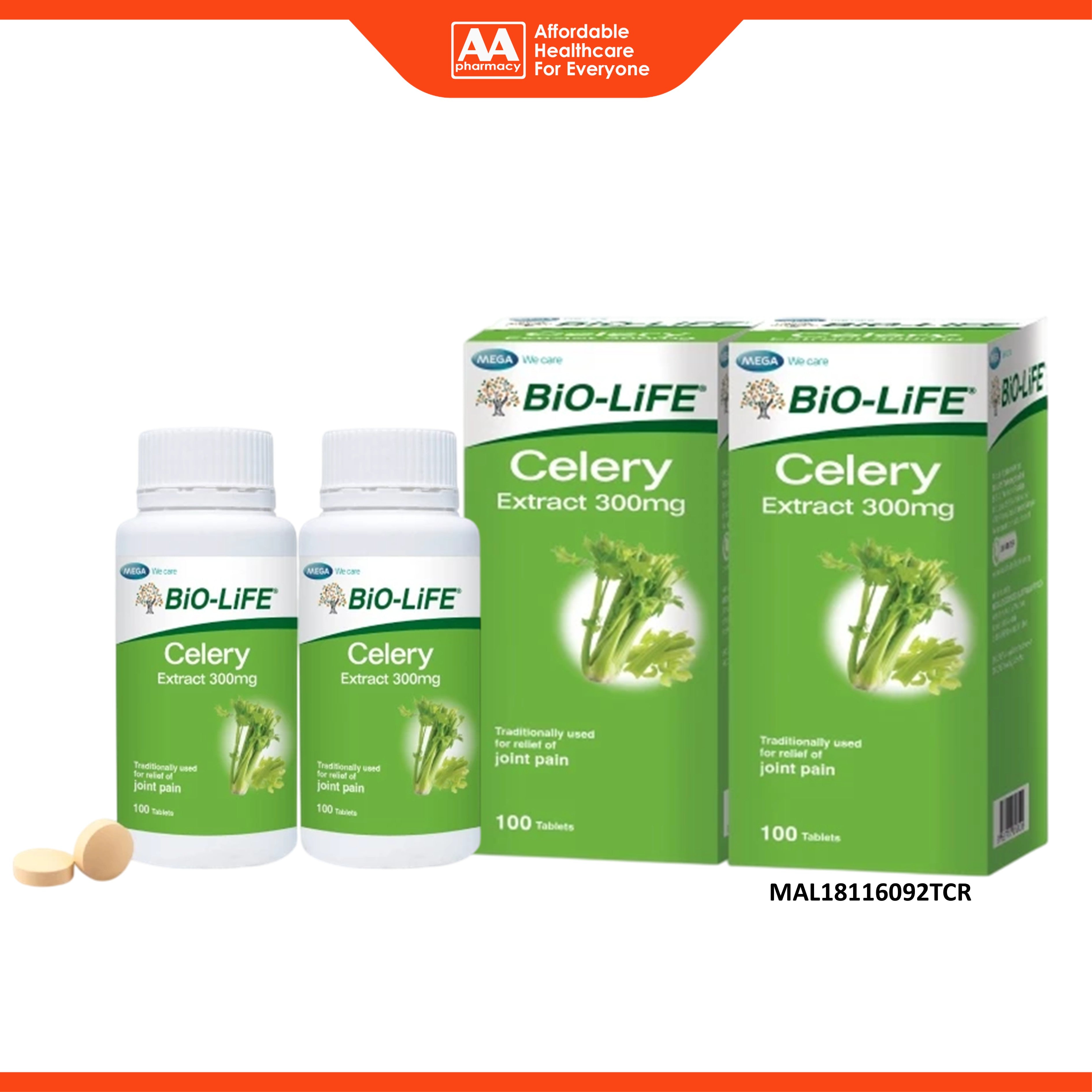 Bio-Life Celery Extract 300mg Tablet 2x100's