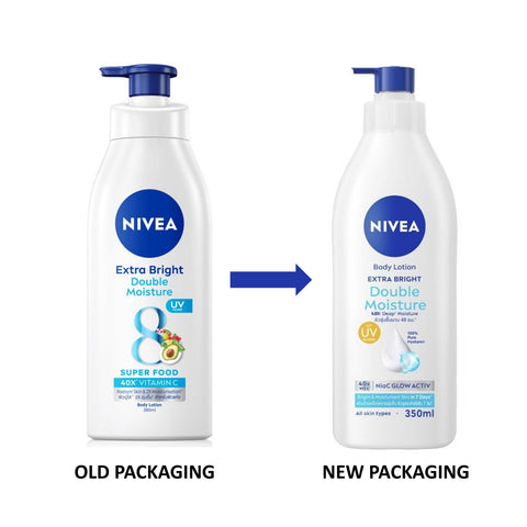 Nivea Body Lotion (Extra Bright, Double Moisture with UV Filter) 350mL