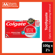 Colgate Toothpaste (Optic White Exfoliating Mineral) 100gx2's [Twinpack]