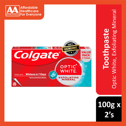 Colgate Toothpaste (Optic White Exfoliating Mineral) 100gx2's [Twinpack]