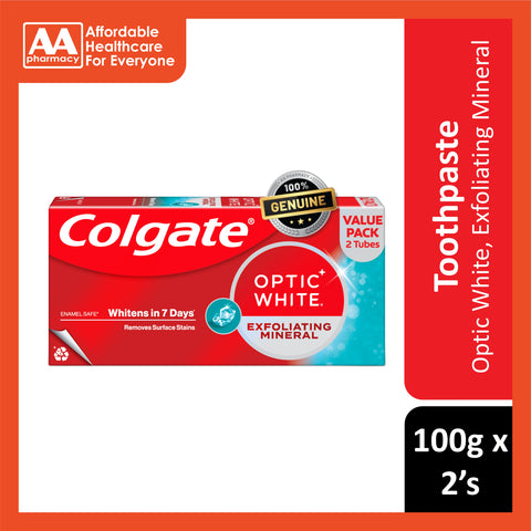 Colgate Toothpaste (Optic White Exfoliating Mineral) 100gx2's [Twinpack]