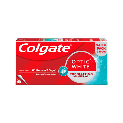 Colgate Toothpaste (Optic White Exfoliating Mineral) 100gx2's [Twinpack]