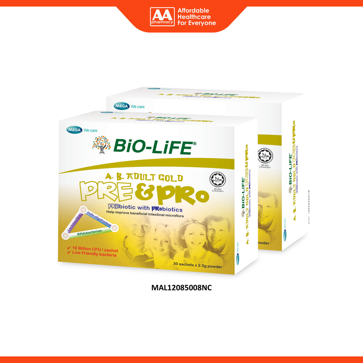 BiO-LiFE A.B. Adult Gold Pre and Probiotics Powder Sachet (2 x 30 x 2.5g)