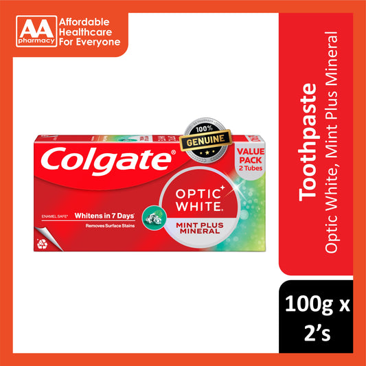 Colgate Toothpaste (Optic White Mint Plus Mineral) 100gx2's [Twinpack]