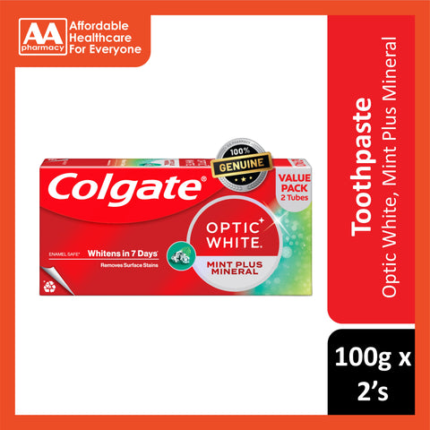 Colgate Toothpaste (Optic White Mint Plus Mineral) 100gx2's [Twinpack]