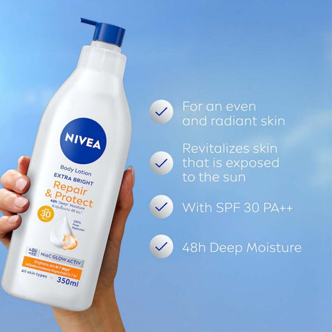 Nivea Body Lotion (Extra Bright, Repair and Protect with SPF 30 PA++) 350mL