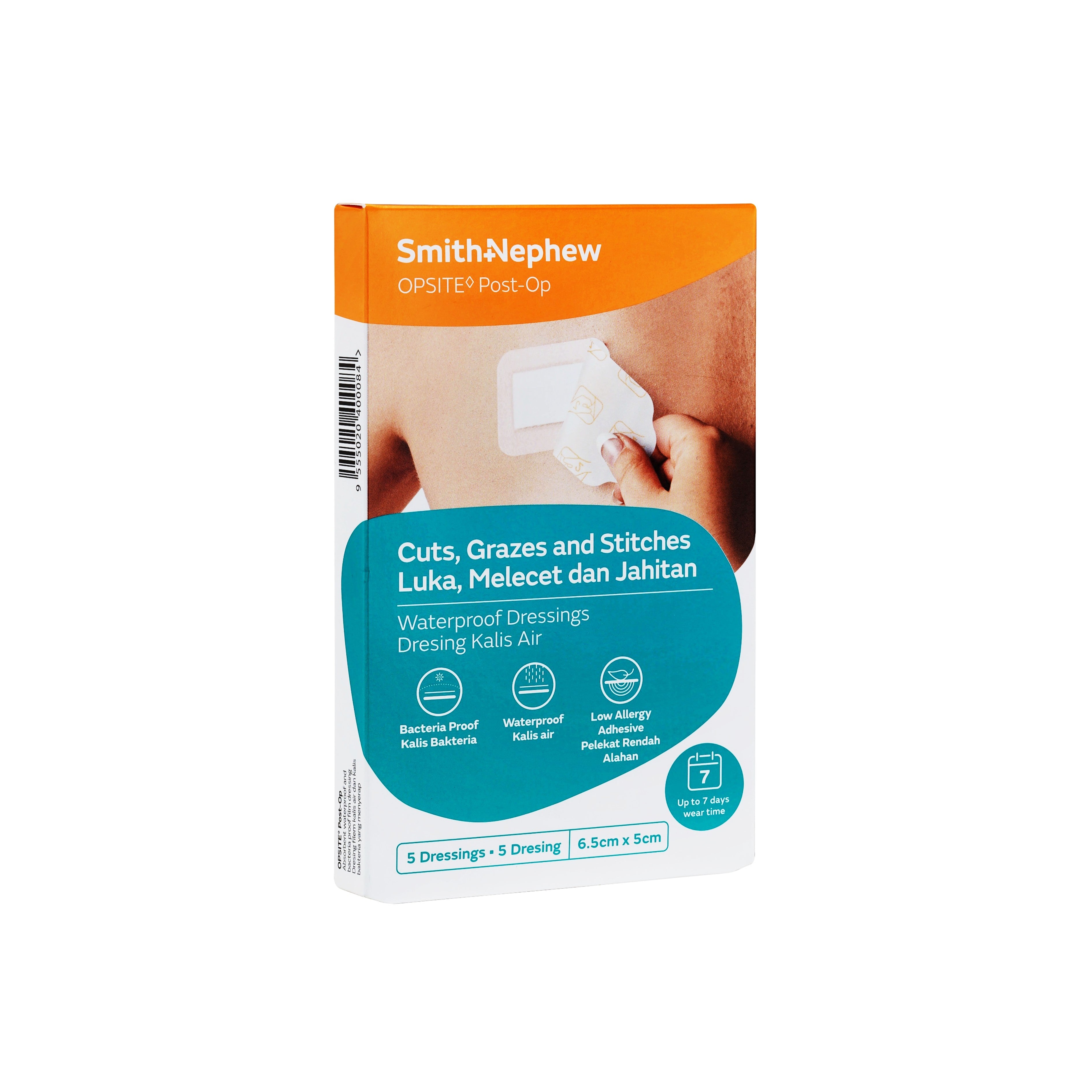 Smith and Nephew Opsite Post-Op Waterproof Dressing 6.5cmx5cm 5's