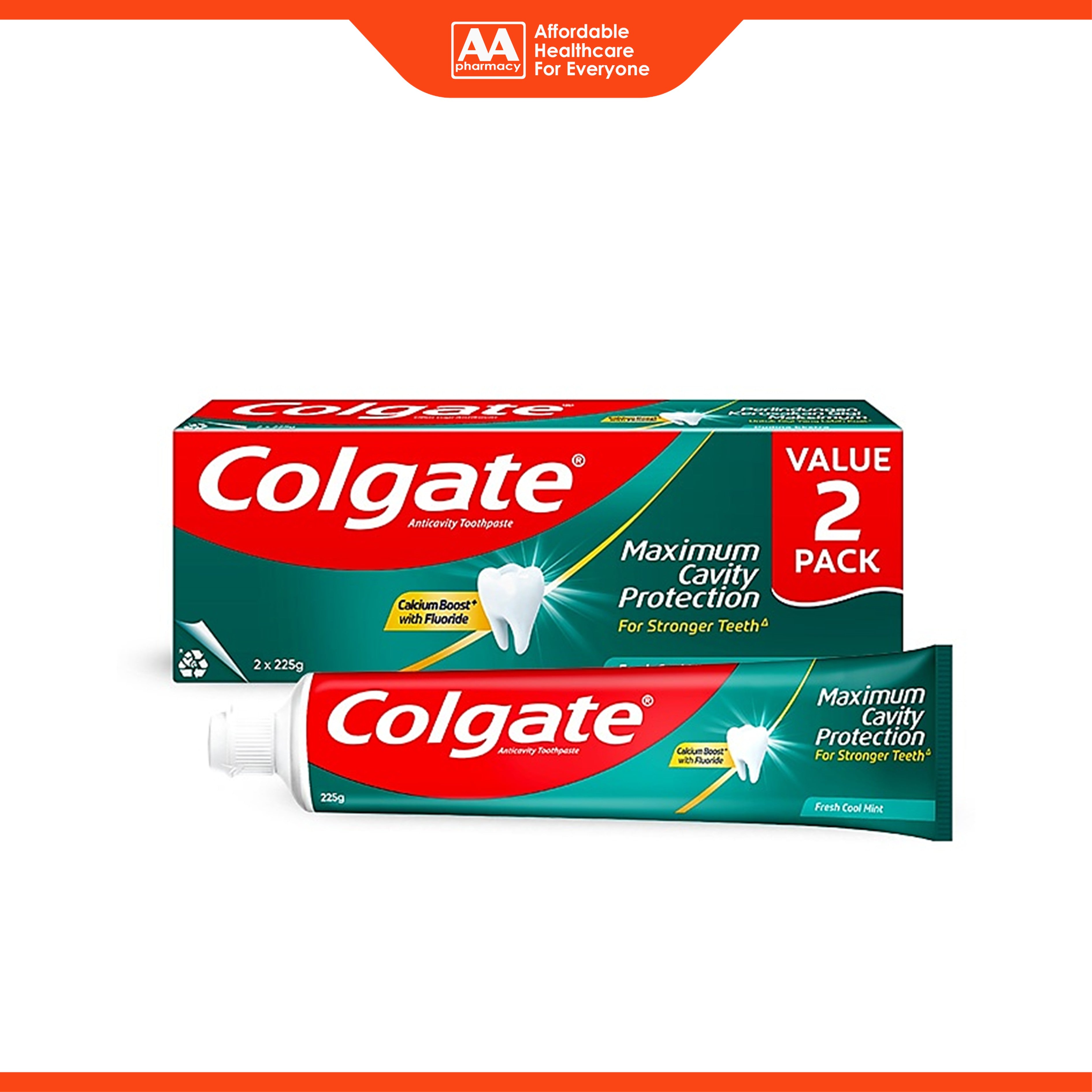Colgate Maximum Cavity Protection Toothpaste - Fresh Cool Mint (2 x 225g)