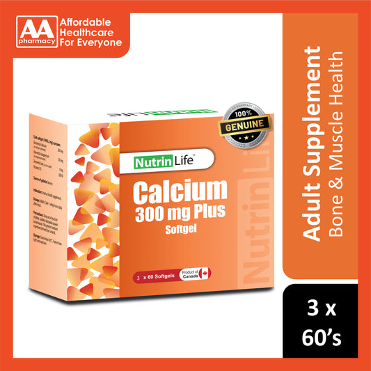 NutrinLife Calcium 300mg Plus Softgel 3x60's