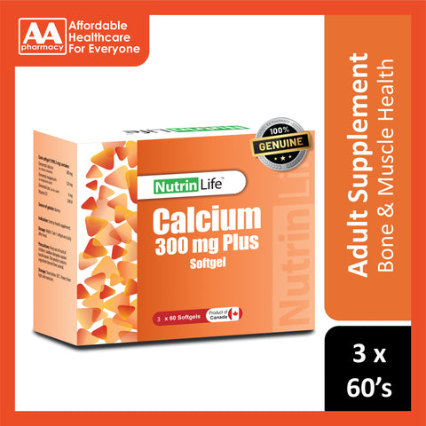 NutrinLife Calcium 300mg Plus Softgel 3x60's