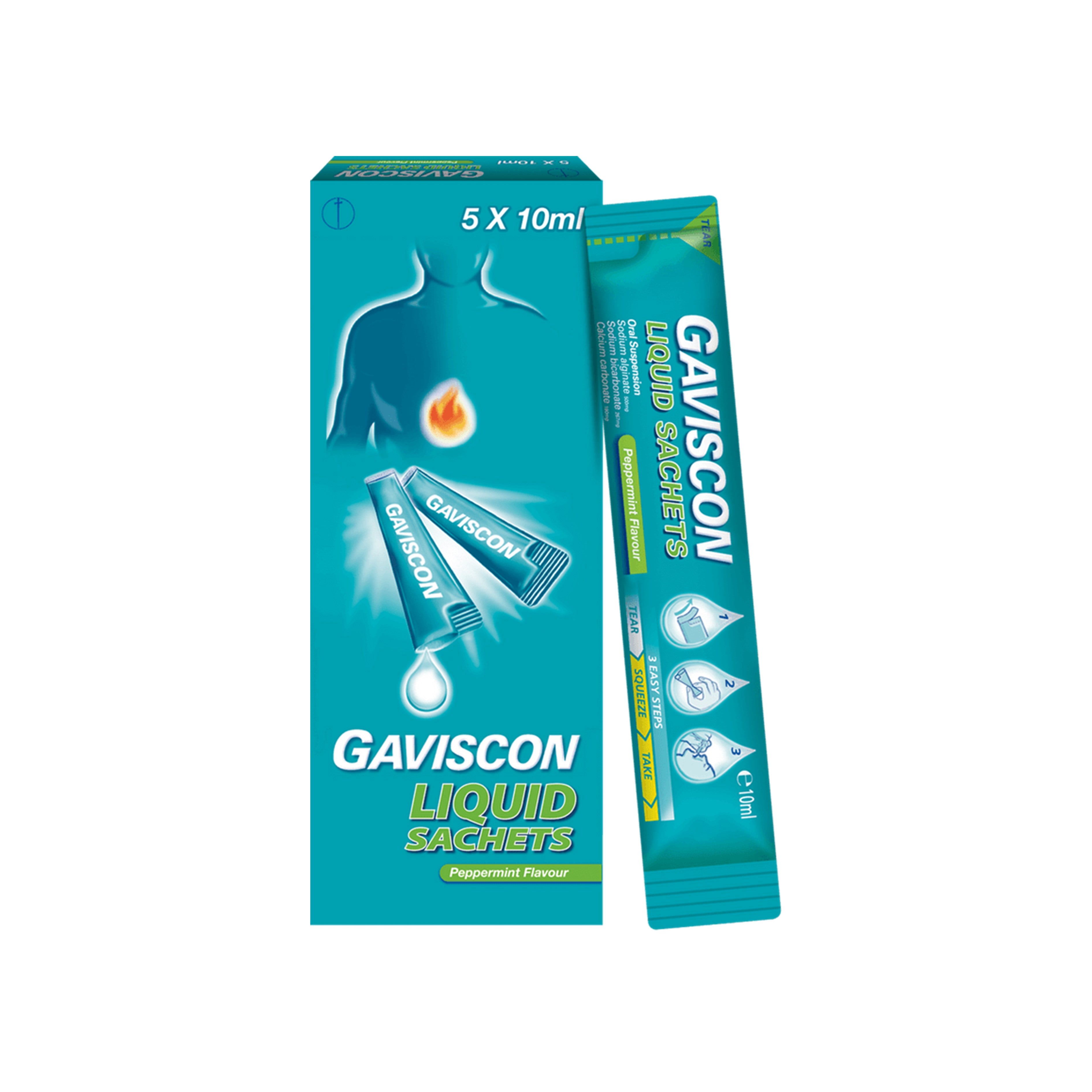Gaviscon Liquid Sachet 10mLx5's (Peppermint Flavour)