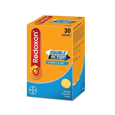 Redoxon Double Action (Vitamin C and Zinc) Chewable Tablet 30's (Orange Flavour)