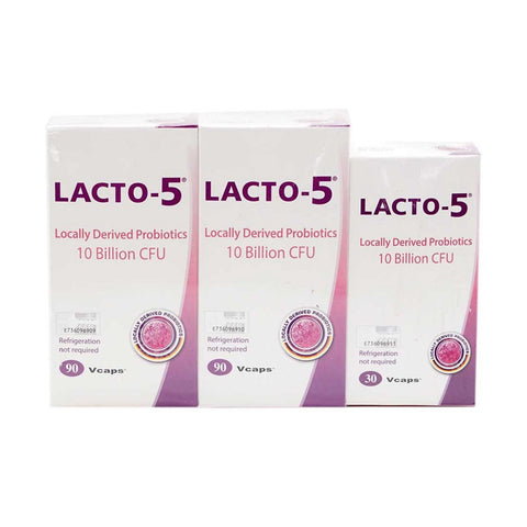 Total Health Concept Lacto-5 Locally Derived Probiotics 10 Billion CFU Vegecapsule 2x90's+30's [Value Pack]