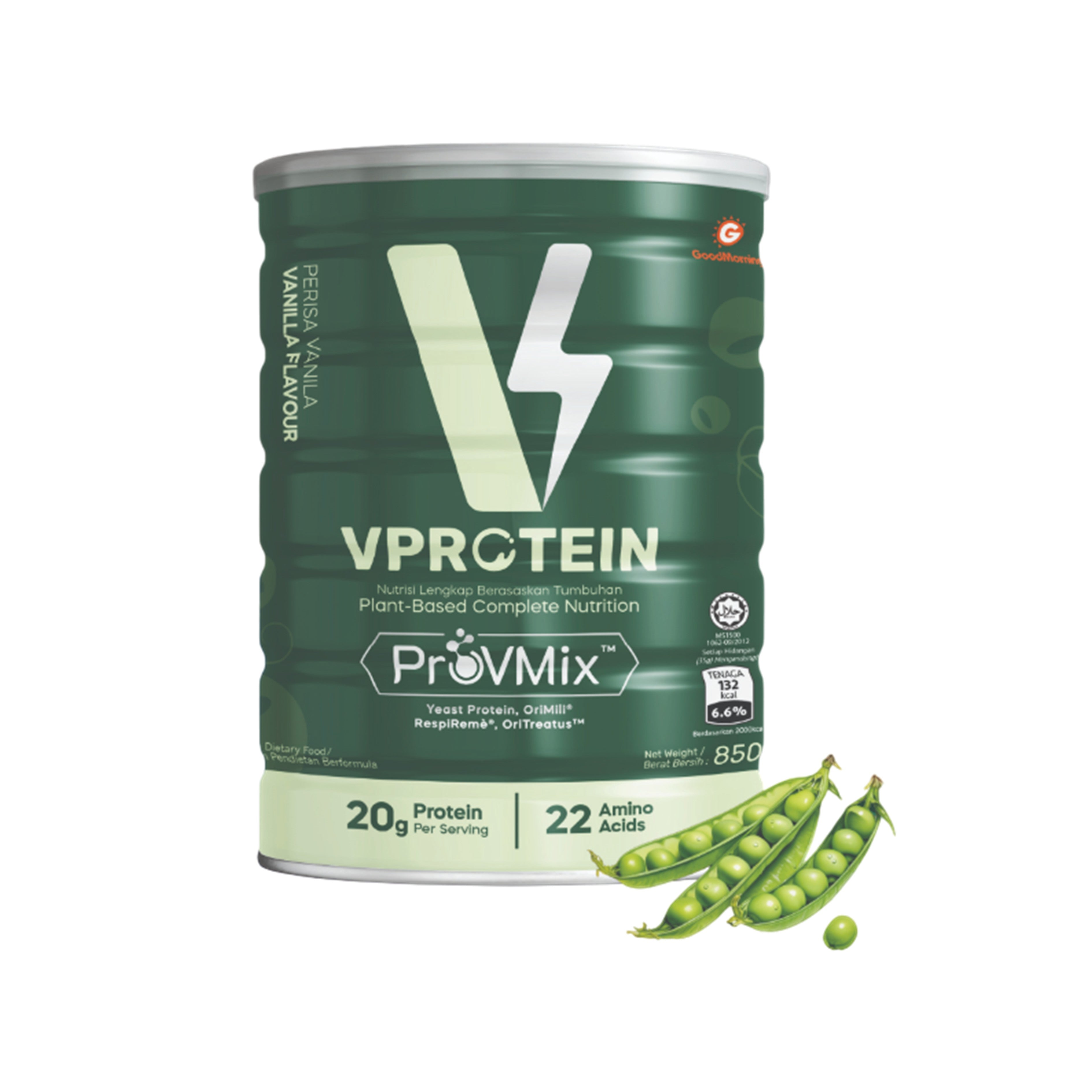 GoodMorning VProtein ProVMix Plant-Based Complete Nutrition 850g (Vanilla Flavour)