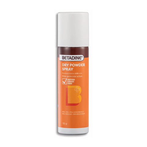 Betadine Dry Powder Spray 55g (Povidone-Iodine 2.5%)
