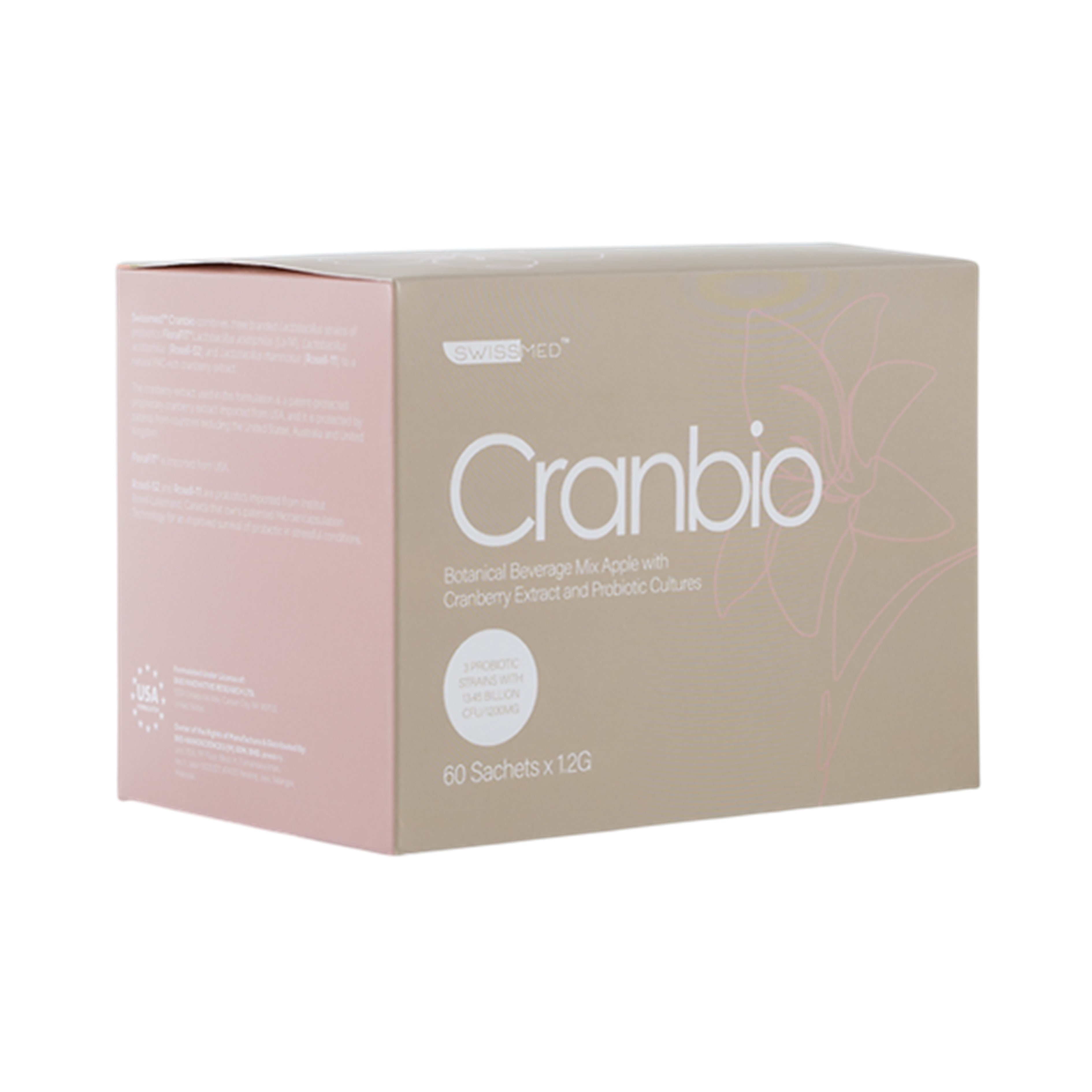 Swissmed Cranbio (Botanical Beverage Mix Apple with Cranberry Extract and Probiotic Cultures) Sachet 12gx60's
