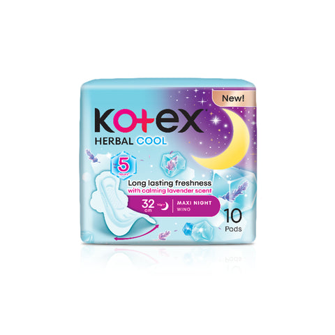 Kotex Pads (Herbal Cool, Maxi Night Wing, 32cm) 10's [Night Use]
