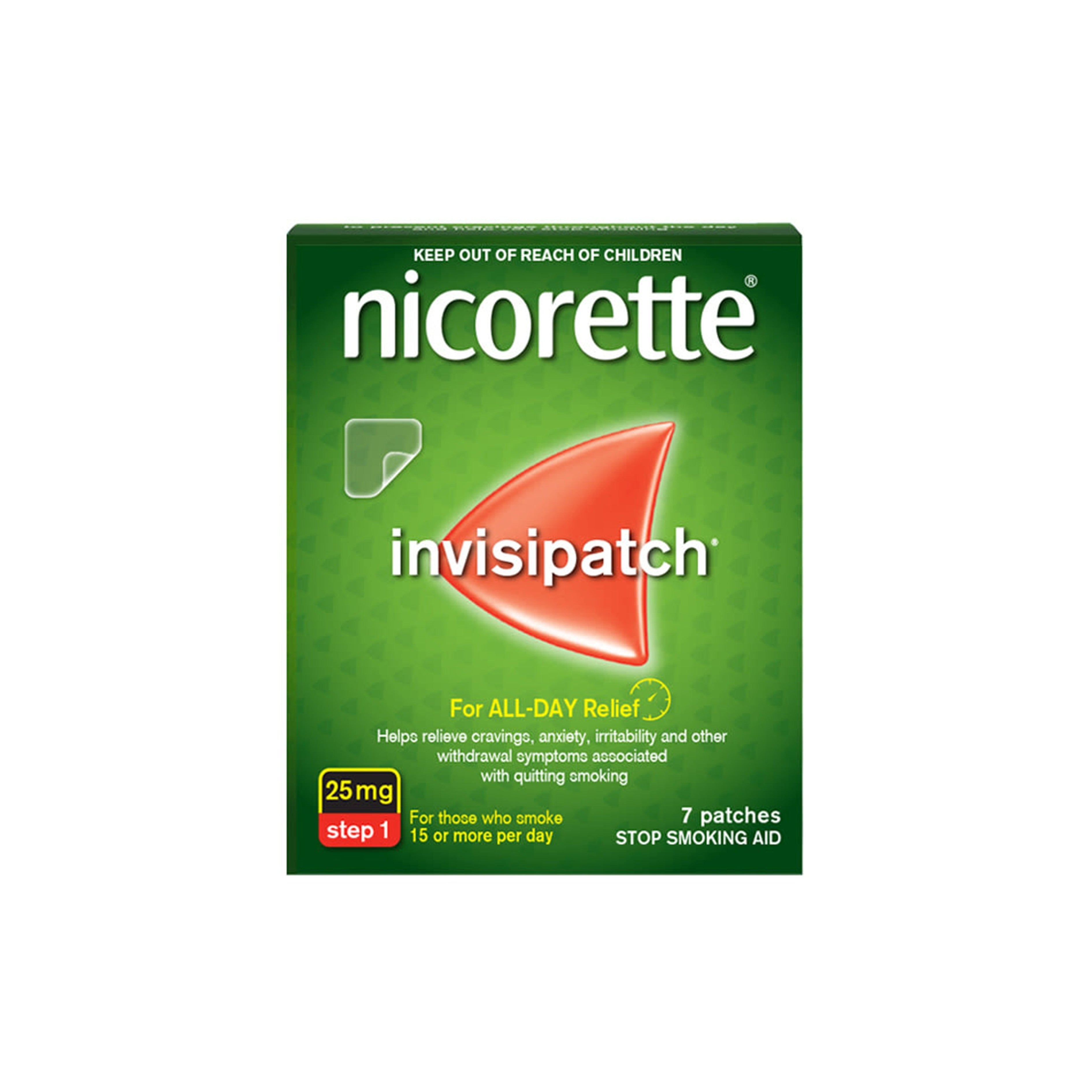 Nicorette Invisi Transdermal Patch - 25mg/16hr, Step 1 (7's)