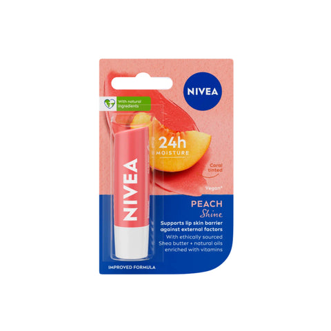 Nivea Peach Shine Caring Lip Balm 4.8g (Coral Tinted)