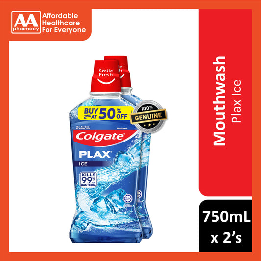 Colgate Plax (Ice) Mouthwash 750mLx2's [Twinpack]
