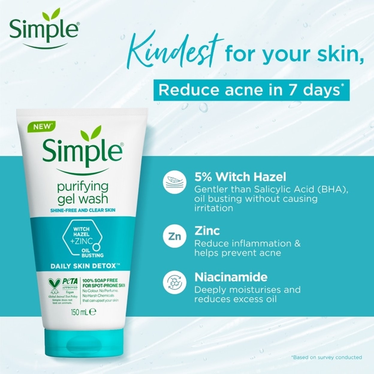 Simple Daily Skin Detox Purifying Facial Gel Wash 150mL