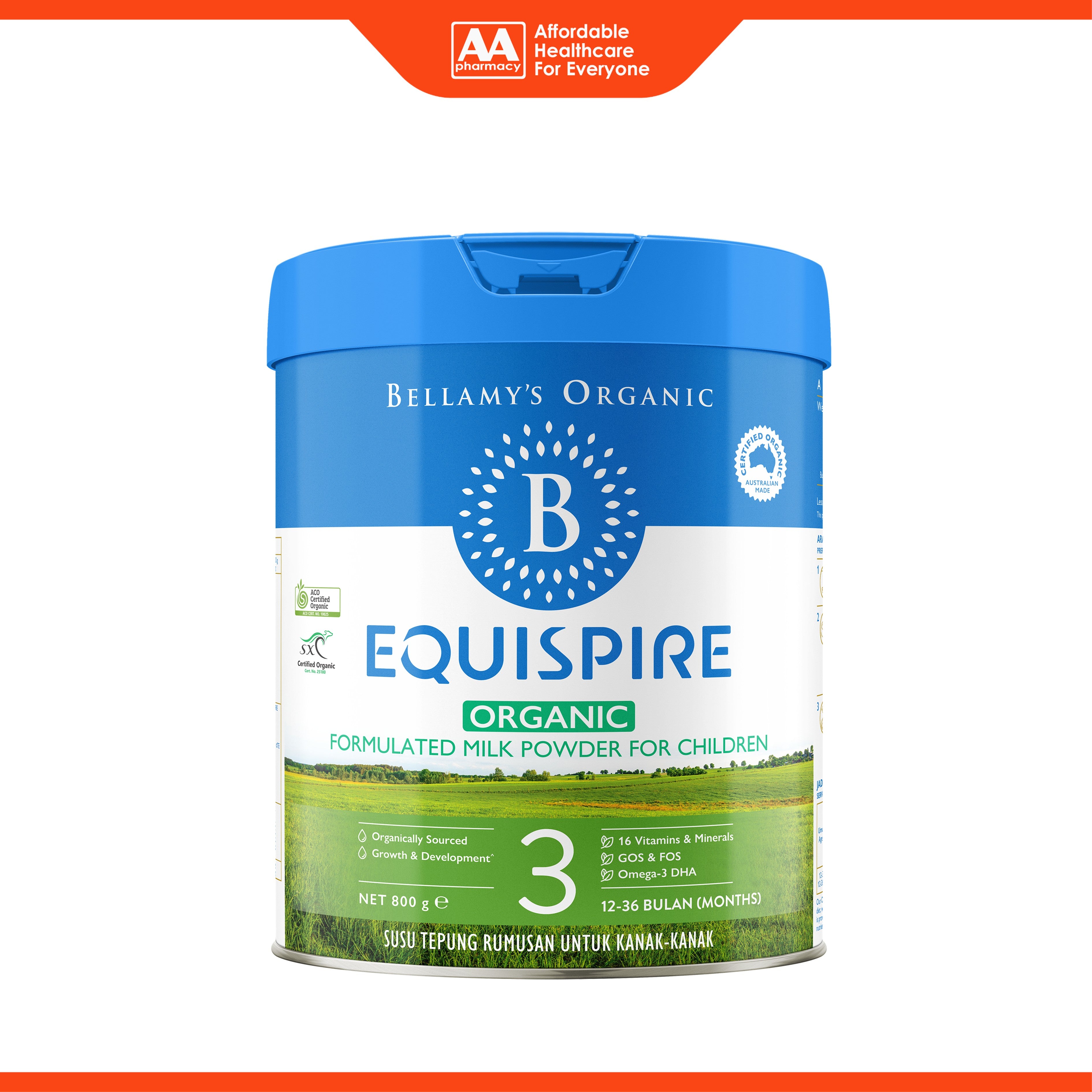 Bellamy's Organic Equispire Step 3 Formulated Milk Powder for Children 12-36 Months (800g)