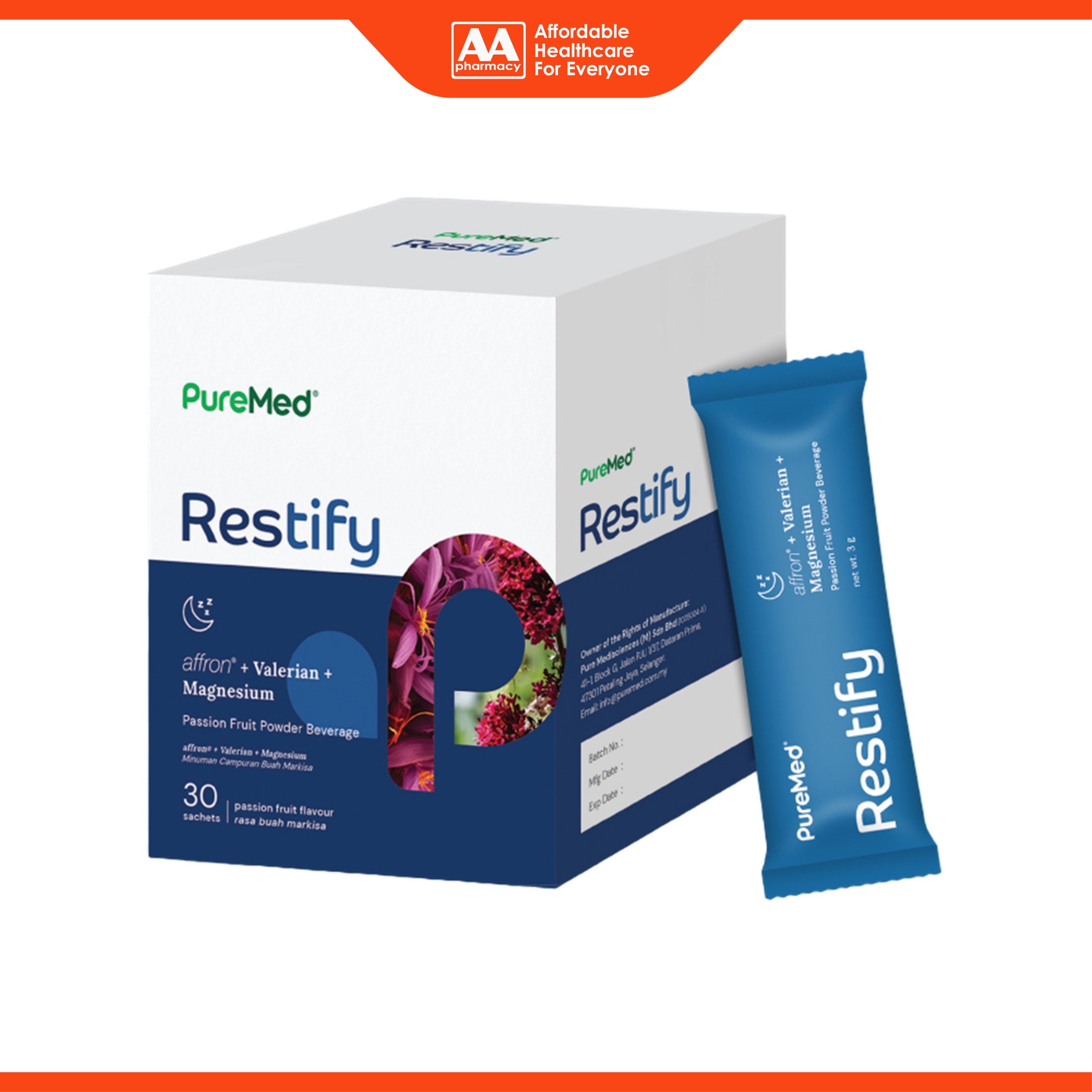 PureMed Restify Sachet 3gx30's (Passion Fruit Flavour)