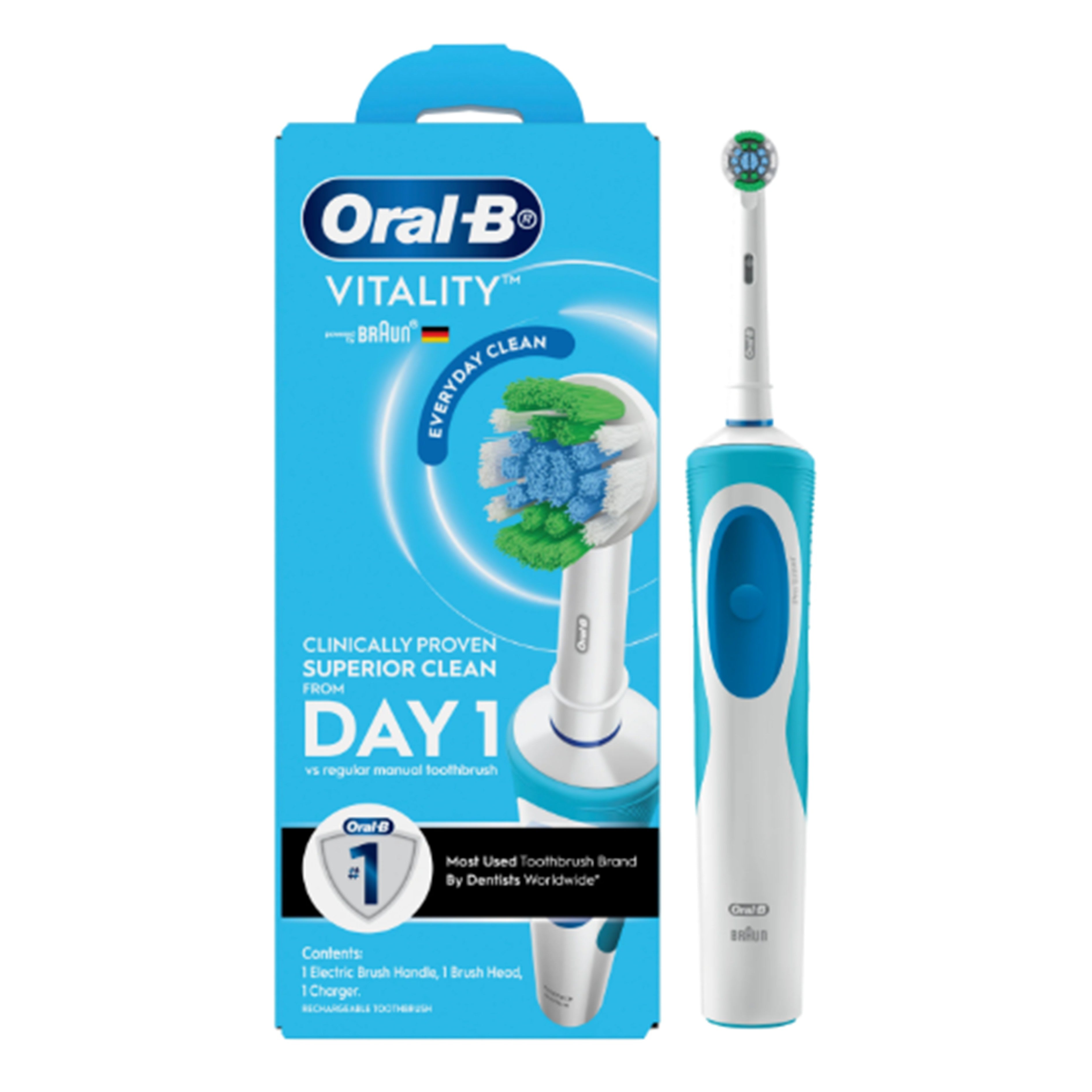 Oral-B Vitality (Everyday Clean) Rechargeable Toothbrush (1 Handle, 1 Brush Head, 1 Charger)
