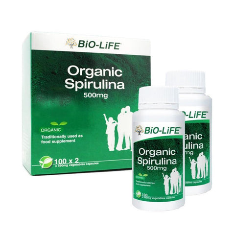 Bio-Life Organic Spirulina 500mg Vegicapsule 2x100's