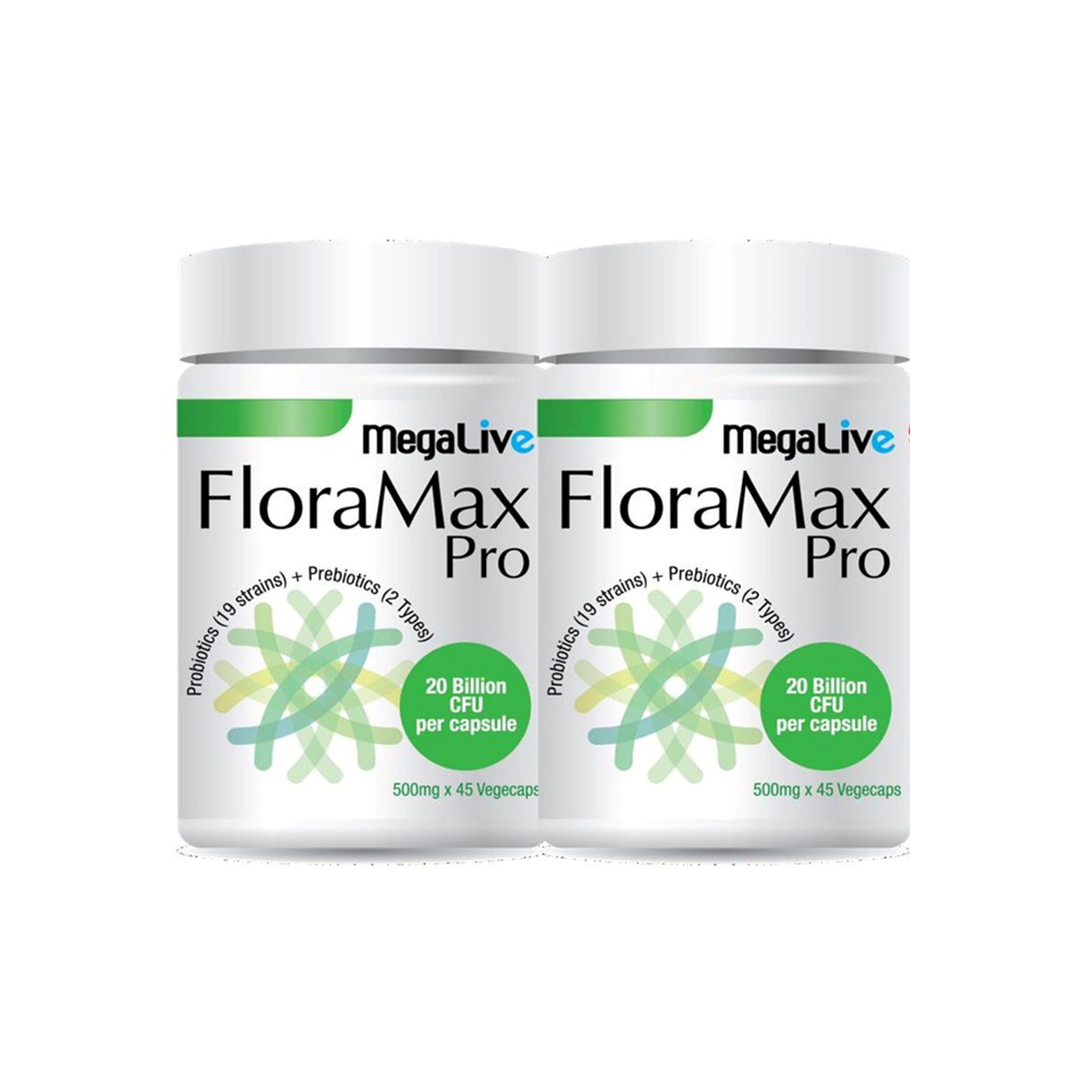 MegaLive FloraMax Pro 20 Billion CFU Vegecapsule 2x45's