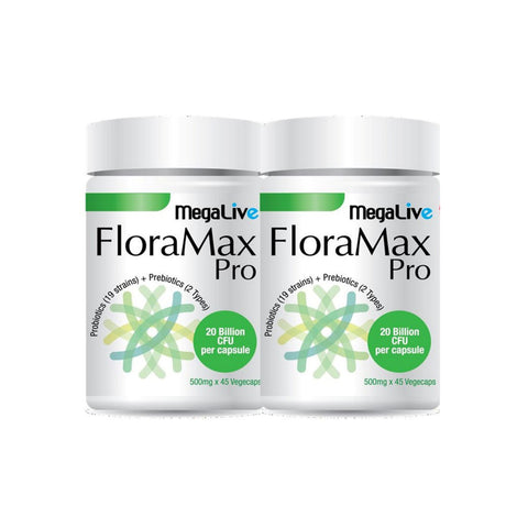 MegaLive FloraMax Pro 20 Billion CFU Vegecapsule 2x45's
