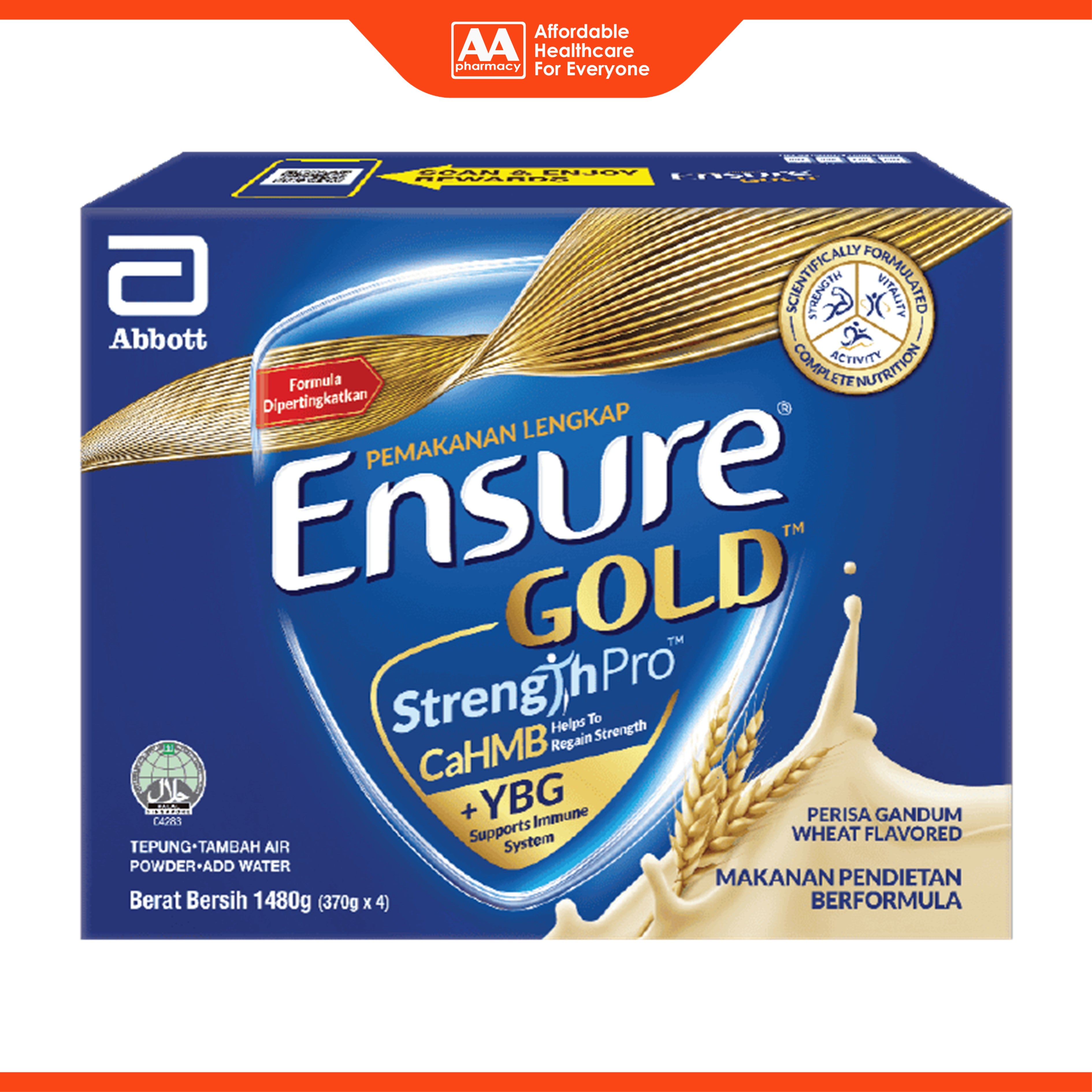 Abbott Ensure Gold StrengthPro Complete Nutrition Drink 4x370g (Wheat Flavour)