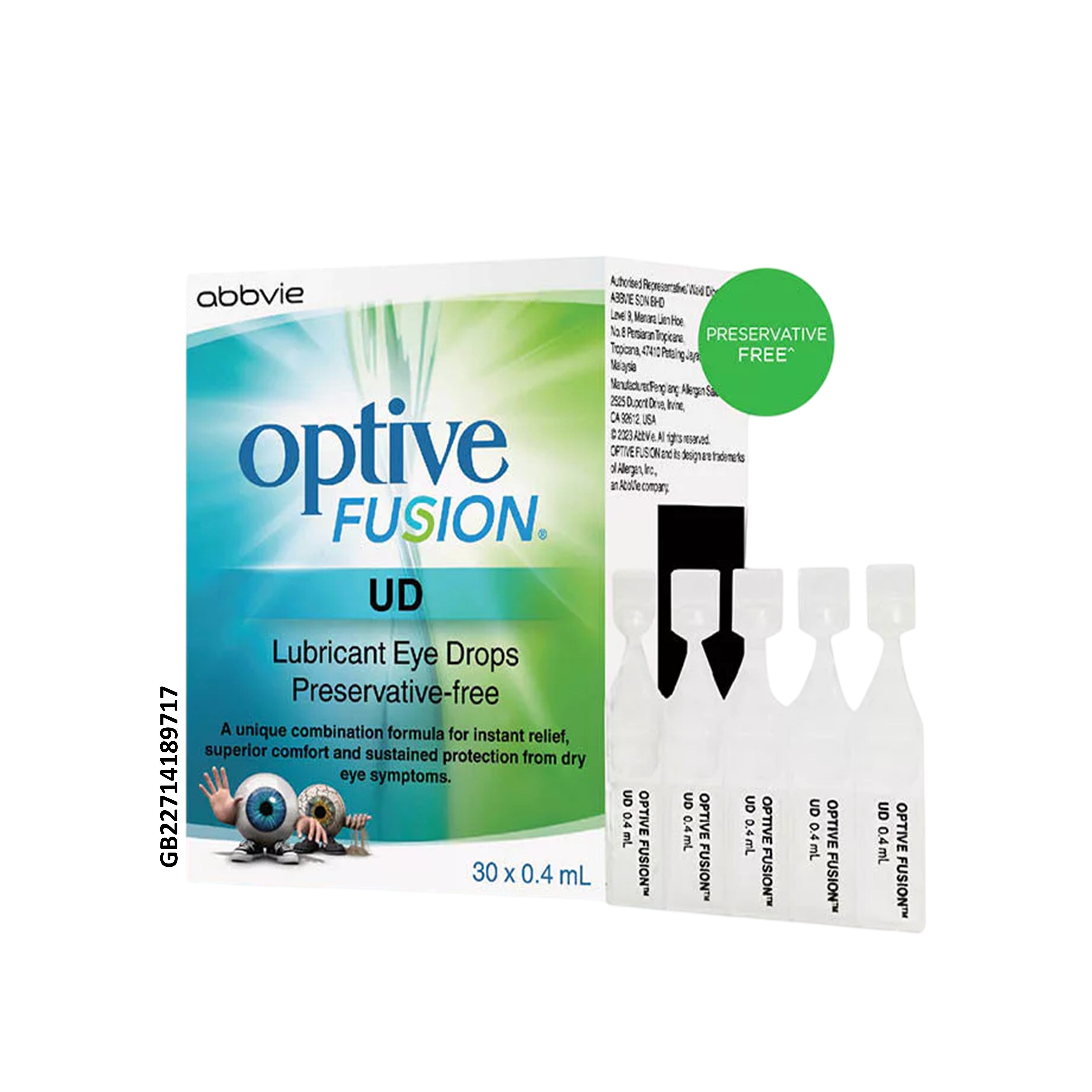 Optive Fusion Unit-Dose Lubricant Eye Drop (Preservative-Free) 0.4mLx30's