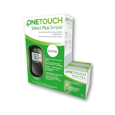 OneTouch Select Plus Simple Kit [3 Years Warranty] + Select Plus Blood Glucose Test Strip 25's