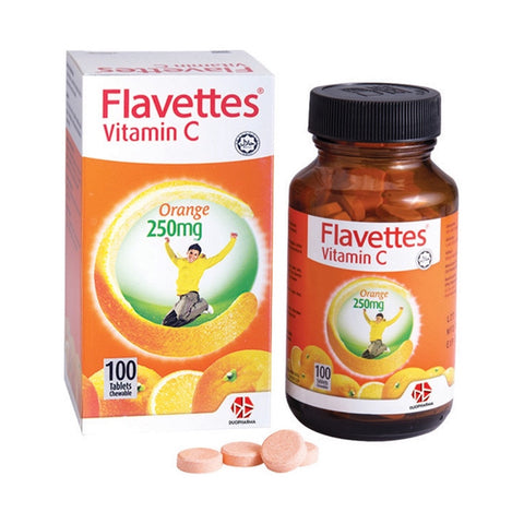 Flavettes Vitamin C 250mg Chewable Tablet 100's (Orange Flavour)