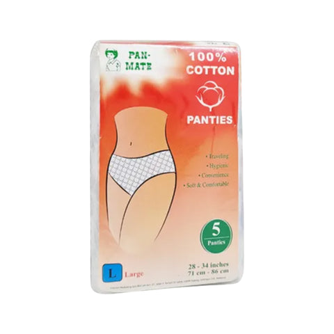 Pan-Mate Cotton Panties Size L 5's (71-86cm / 28-34 inches)