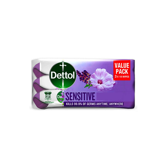Dettol (Sensitive) Anti-Bacterial Wet Wipes 3x10's [Value Pack]