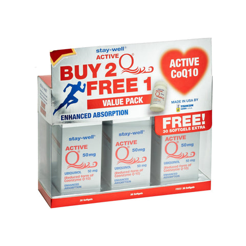 Stay-Well Active Q 50mg Softgel 2x30's FOC 30's [Value Pack]