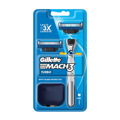 Gillette Mach 3 Turbo (1 Handle, 2 Cartridges, 1 Travel Cover)