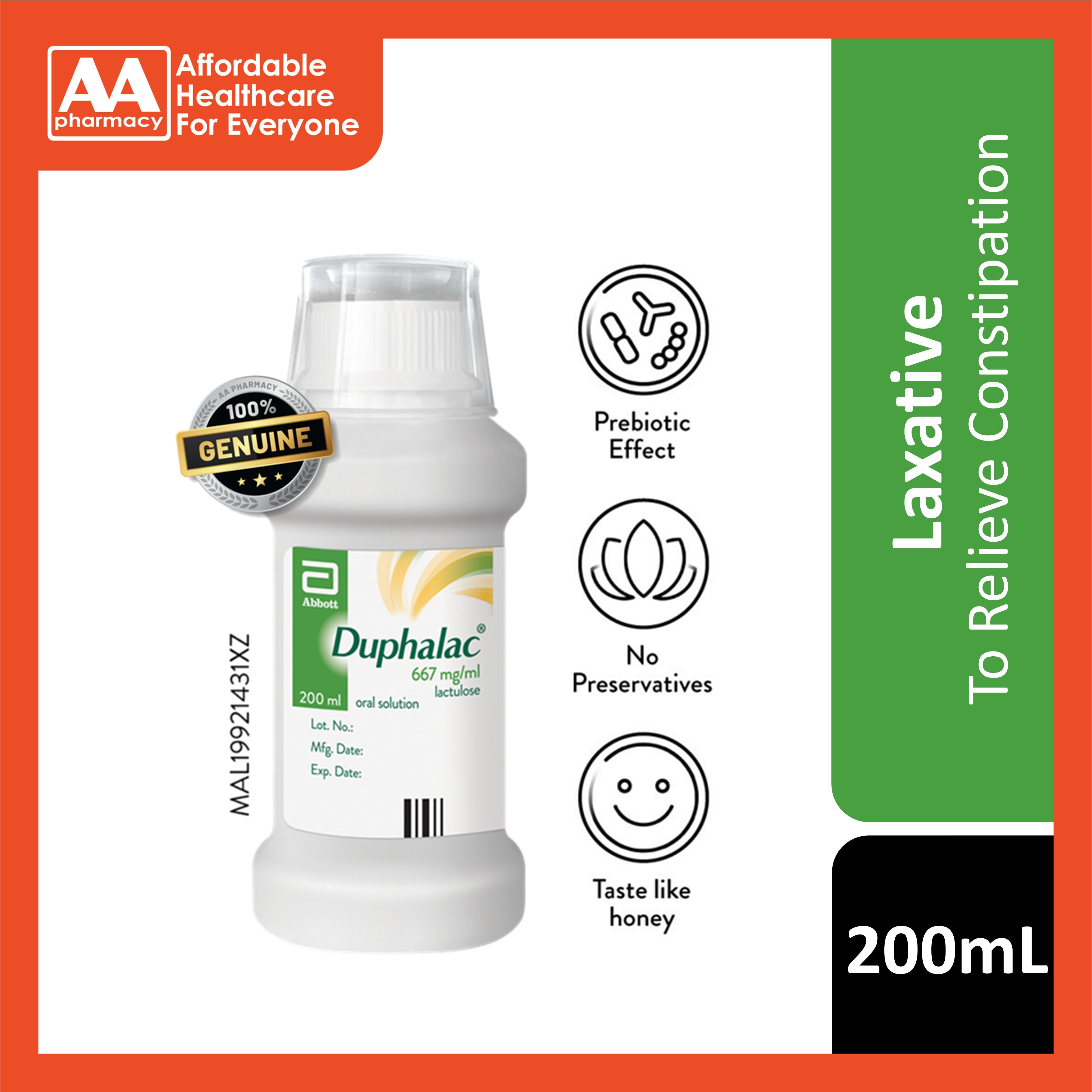 Duphalac® Lactulose Oral Solution 200mL – AA Pharmacy